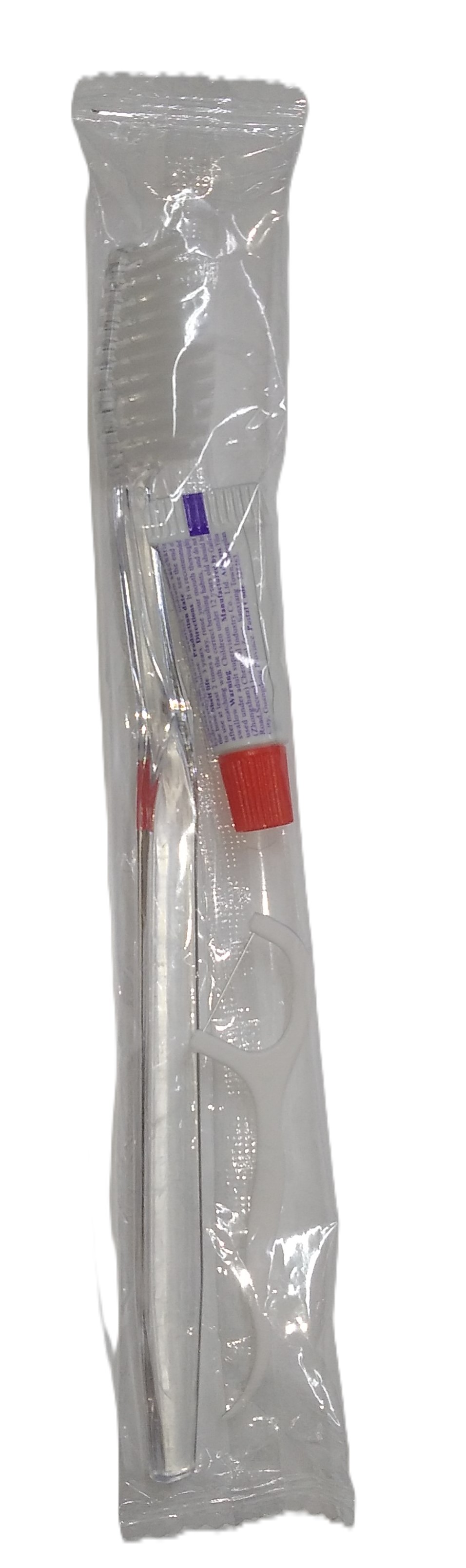 Одноразовый зубной набор - щётка + паста (3гр.) с зубной нитью во флоу-пак упаковке