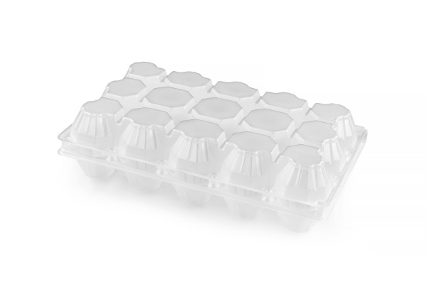 Бокс для куриных яиц РПБ-15 (15 ячеек), прозрачный 140шт./кор